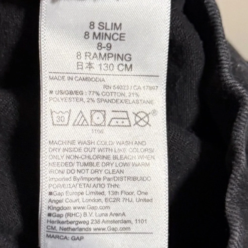 Gap Kids Girls 8 Slim 70s Flare High Rise Black Wash Jeans Pull On